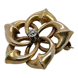 Vintage Victorian 10 Karat Gold & Diamond Star Brooch or Pin