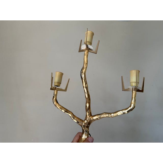 1960s Vintage Bronze-Gold Three-Light Wall Sconces from Arlus, 1960s, Set of 2 For Sale - Image 5 of 18