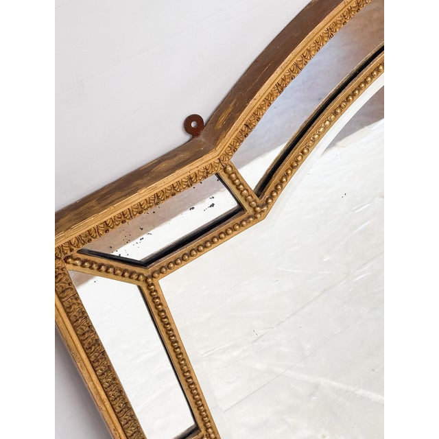 Early 20th Century Large English Sectional Overmantel Mirror With Gilt Frame and Beveled Glass For Sale - Image 5 of 12