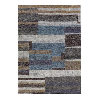 Modern Apadana's Safi Collection Handmade Earthy Tone Abstract Designed Wool Rug For Sale
