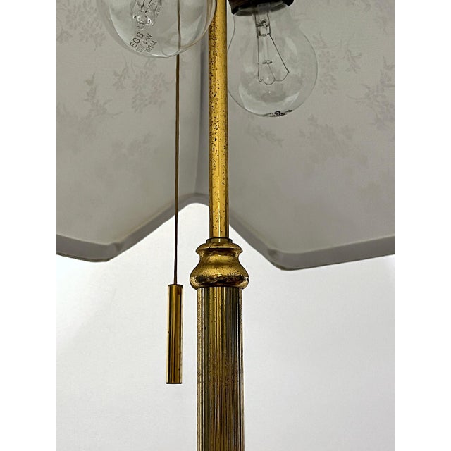 Empire Brass Table Lamp with Fabric Shade from Unbekannt, 1960s For Sale - Image 9 of 11