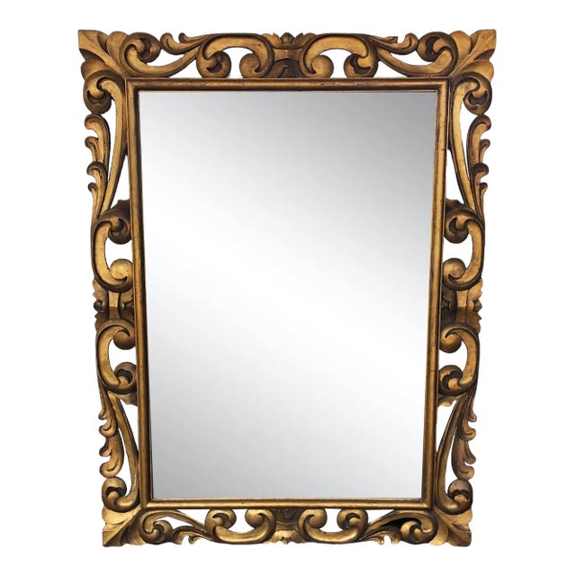 Mid 20th Century Italian Florentine Gold Mirror For Sale