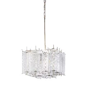 Large Vintage Cast Glass Square Pendant, 1950s For Sale