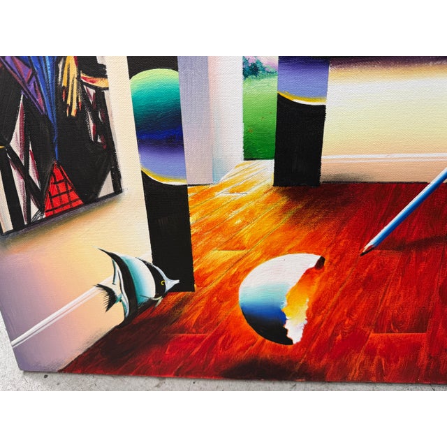 Surrealist Painting by Noted Artist Ferjo For Sale - Image 12 of 15
