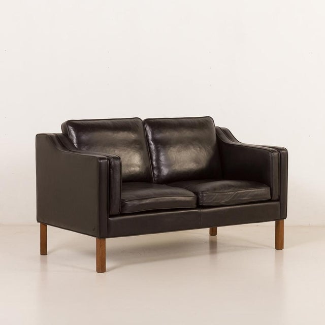 Mid-Century Modern Danish Black Aniline Leather Sofa by Hurup, 1980s For Sale - Image 3 of 18