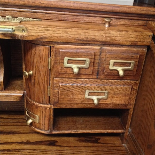 Eagle Craft Oak Roll Top Secretary Desk Chairish