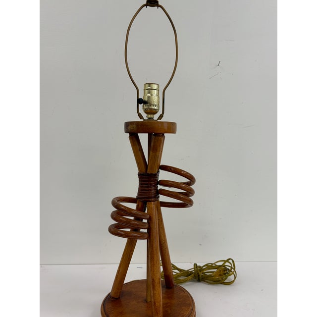 Mid-Century Modern Wood Table Lamp With Pleated Shade For Sale - Image 9 of 10