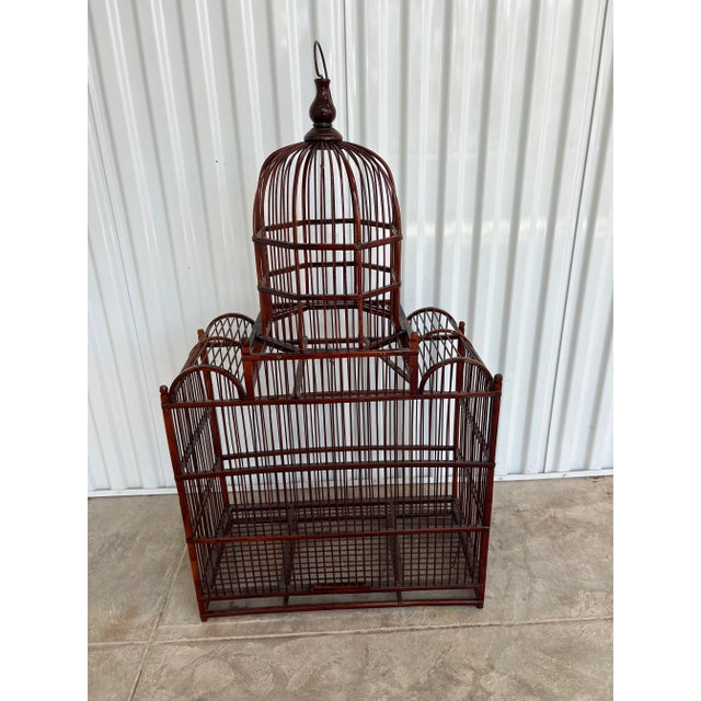 Art Deco Vintage Mid 20th Century Wooden Birdcage For Sale - Image 3 of 9