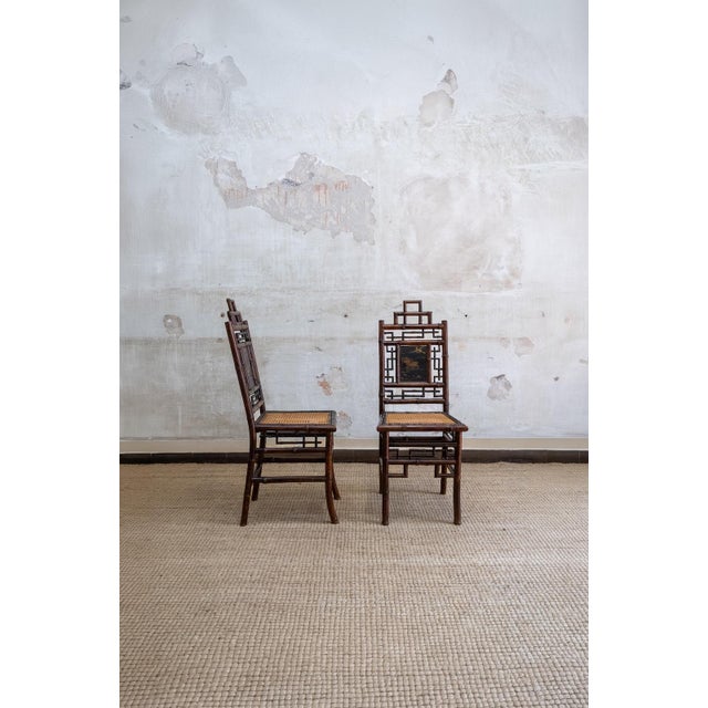 Chairs with Painted Panels, Perret et Vibert, France, Early 1900s, Set of 2, in Good conditions. Designed 1890 to 1919...