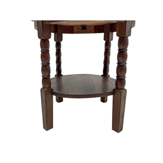 Vintage Secessionist Oak Coffee Table with Brass Top, 1940s For Sale - Image 6 of 8