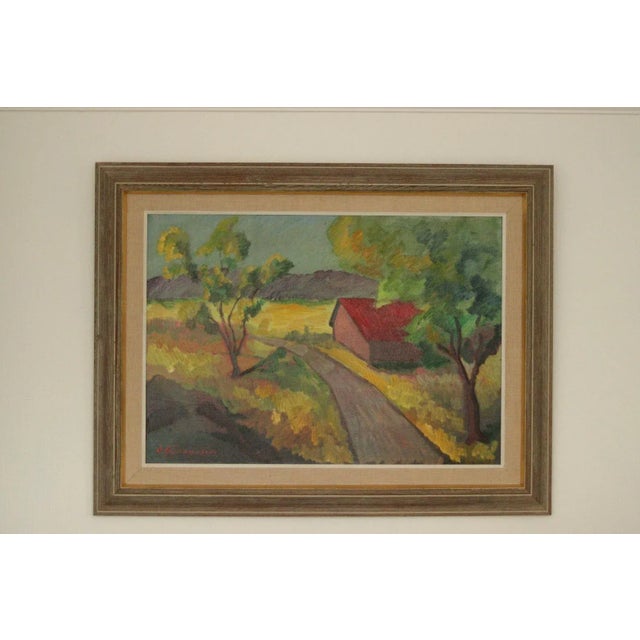 Bror Göransson, Landscape with Barn, 1960s, Oil on Canvas, Framed For Sale - Image 11 of 11