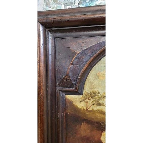 Large Natural Wooden Trumeau with Oil Painting on Panel For Sale - Image 5 of 6