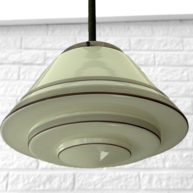 Scandinavian Art Deco Pendant Lamp with Fluorescent Glass, 1930s For Sale - Image 4 of 10