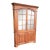Antique Early American Cherry Wood Glass Door Corner Cabinet For Sale
