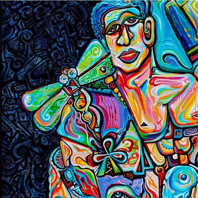 This is a one-of-a-kind original cubist portrait by San Diego artist, Alexander Arshansky. Its dimensions are 30"x40"x2"....