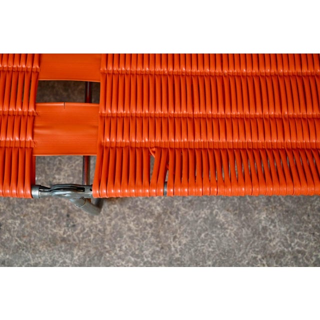 Folding Deck Chair in Aluminum and Orange PVC by Kurz, 1960s For Sale - Image 14 of 18