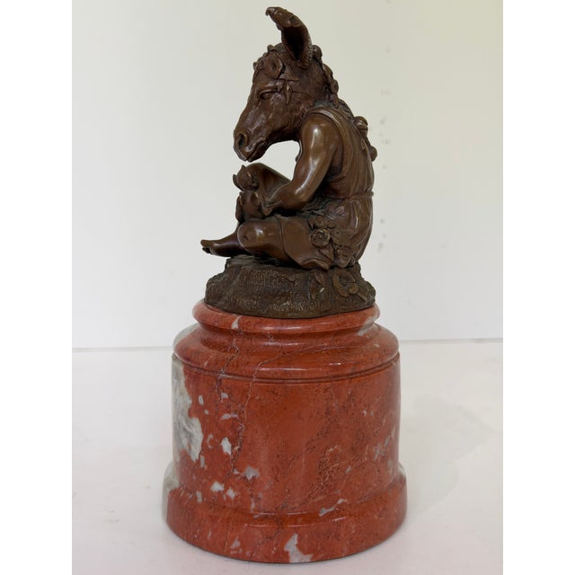 Bronze Vintage Bronze Nick Bottom From Shakespeare’s “A Midsummer Night’s Dream” on Marble Pedestal For Sale - Image 8 of 12