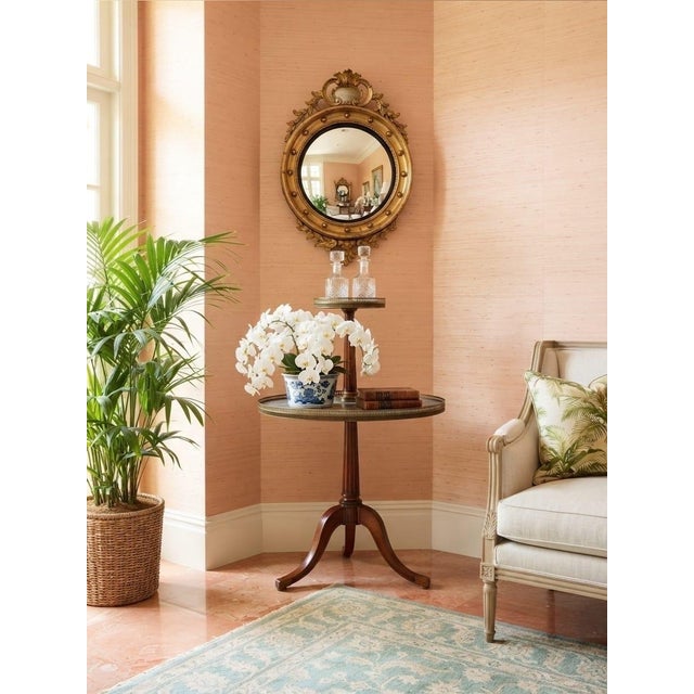 Gray Vintage French Neoclassical Two-Tier Marble & Brass Pedestal Accent Table For Sale - Image 8 of 12