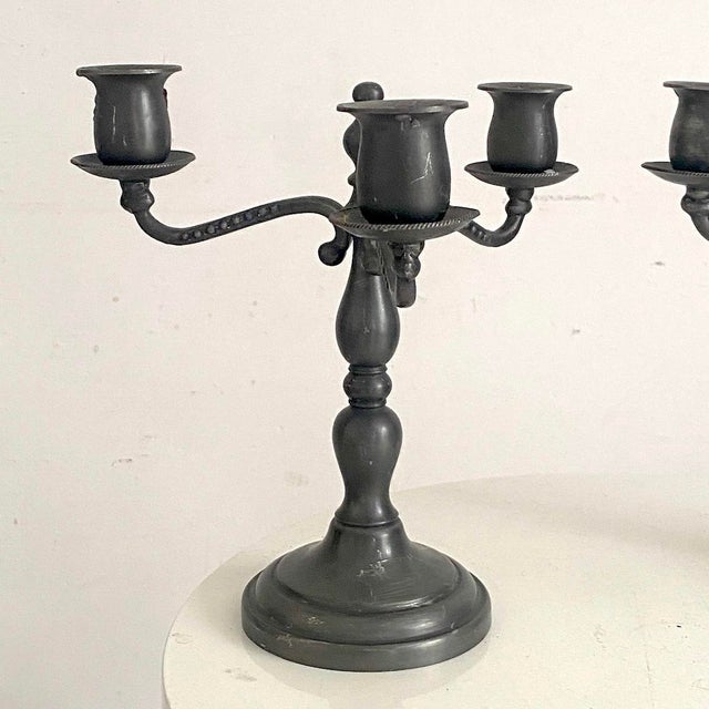 Tin Candlesticks, 1890s, Set of 2, in Good conditions. Designed before 1890