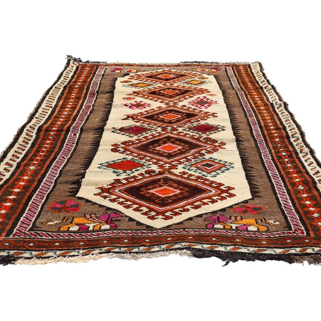 Mid-Century Modern Vintage Persian Shiraz Rug, 03'09 X 06'10 For Sale - Image 3 of 10