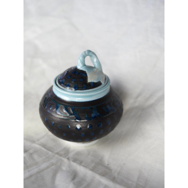Ceramic 1980s French Lilou Milcent Porcelain Blue and Black Box For Sale - Image 7 of 10