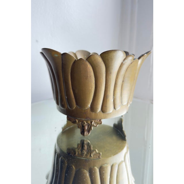 Metal Vintage 1970s Brass Lotus-Shaped Gardinere/Planter For Sale - Image 7 of 15