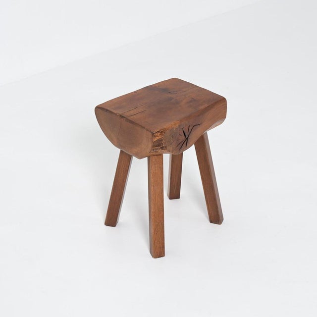Brown Brutalist Stool from Mobichalet, 1950s For Sale - Image 8 of 18