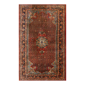 Outstanding Red and Dark Blue Color With Great Medallion Design Antique Bijar Rug