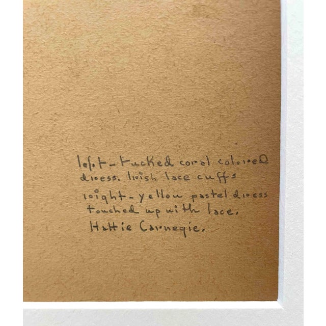 Art Deco Early 1940s Fashion Study Featuring Women Wearing Hattie Carnegie Dresses For Sale - Image 3 of 4