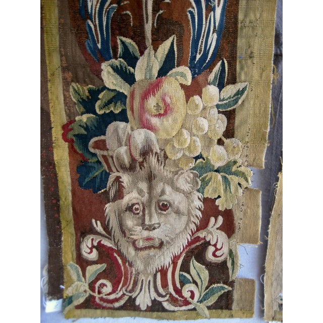 Textile Pair of Brussels Tapestry Borders With Lion Heads, 17th Century For Sale - Image 7 of 12