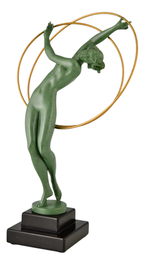 Pierre Le Faguays, Illusion Sculpture of Nude Dancer, 1930, Metal and Marble