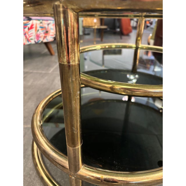 Side Table in Brass and Smoked Glass, 1970s For Sale - Image 4 of 8