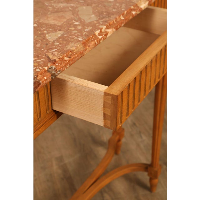 Late 20th Century French Louis XVI Style Marble Top Narrow Console For Sale - Image 5 of 18