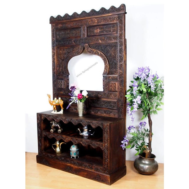 This is a charming Afghan Hand Carved orient vintage wooden sideboard console tables for hall shelf wardrobe dressing...