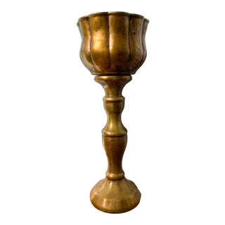 Tall 20th Century Italian Florentine Gold Gilt Ceramic Pedestal Planter For Sale
