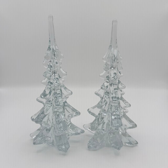 Vintage Crystal Clear Glass Christmas Trees - A Pair For Sale - Image 10 of 12