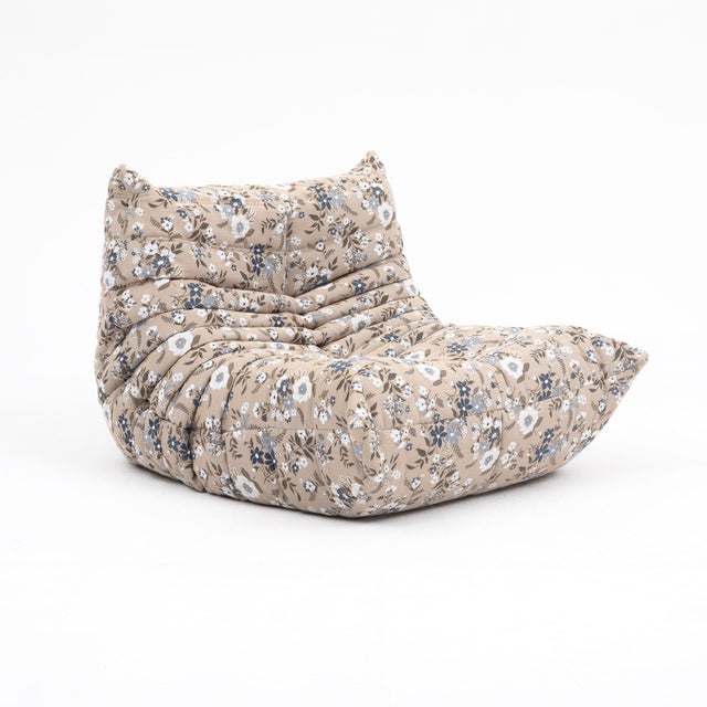 2000 - 2009 Togo Set in Continental Floral Upholstery Loveseat, Fireside Chair & Ottoman - Restored For Sale - Image 5 of 17