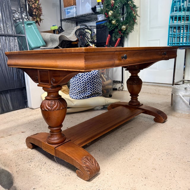 19th Century Oak Library Table For Sale - Image 9 of 10