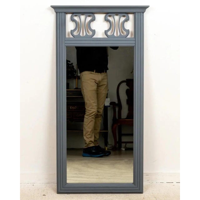 Mid-Century Modern Pair of Midcentury Wall Mirrors With Grey Finish and Fun Cut Out Design For Sale - Image 3 of 10