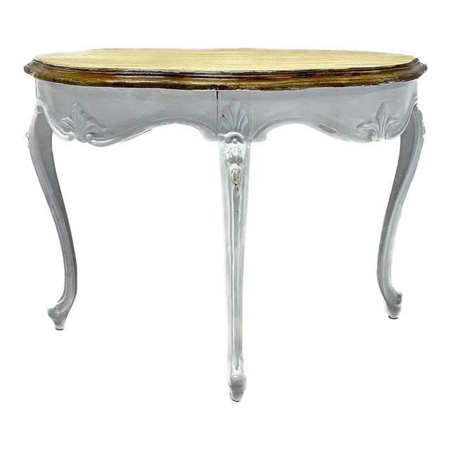 Vintage Painted Leg & Streaked Top Carved Table For Sale