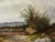 Original watercolor on paper by Frank Henry Mason, depicting a rocky landscape with trees, distant hills, and a dramatic...