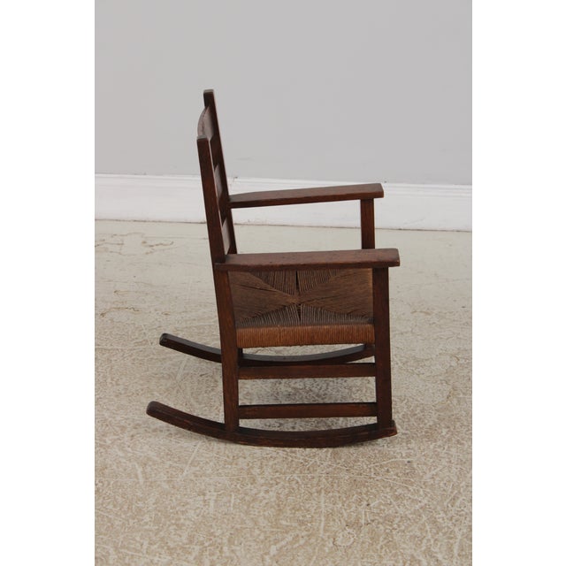 1960s Gustav Stickley Antique Mission Oak Youth Diminutive Rocking Chair For Sale - Image 5 of 15