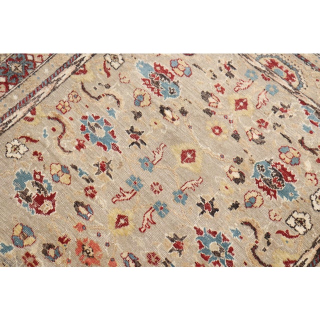 Elaborate Antique Gray Field Turkish Sivas Antique Rug - 4' x 5'7" For Sale - Image 11 of 18