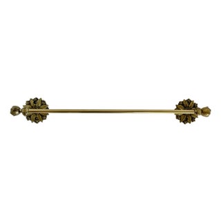 Vintage Hollywood Regency Rose & Leaf Brass Wall Mount Towel Rod For Sale