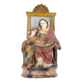 Indo-Portuguese Artist, Saint Anne Teaching Our Lady to Read, Wood For Sale