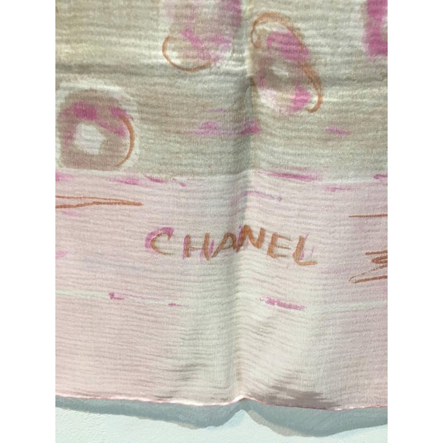 Early 21st Century Chanel Sheer Pink Silk Scarf For Sale - Image 5 of 7
