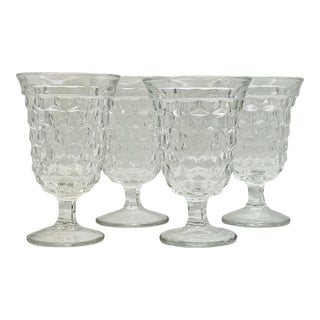 Vintage “American” Pressed Glass Water Goblets-Set of Four For Sale