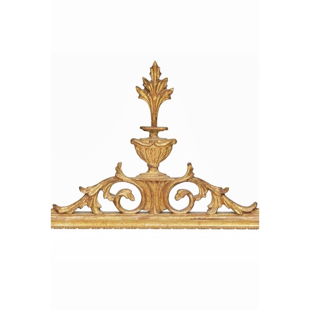Neoclassical 19th Century Continental Giltwood Mirror With Urn and Flame Crest For Sale - Image 3 of 6