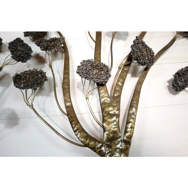 Brass Vintage Brutalist Large Brass Set of 3 Tree Wall Hanging Sculpture Jacqui of California Gold Mid Century Modern Retro 50's 60's For Sale - Image 8 of 14