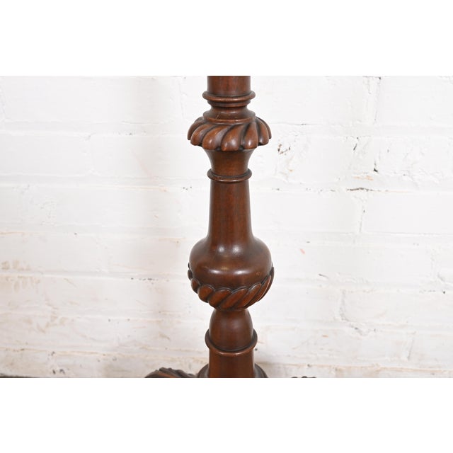 Brown Imperial Furniture Chippendale Carved Mahogany Pedestal Plant Stands, Pair For Sale - Image 8 of 12